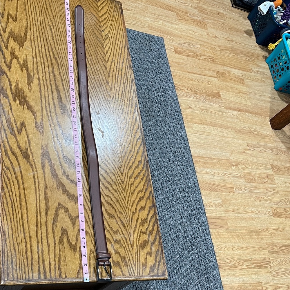 Brown Leather Belt with Gold Buckle